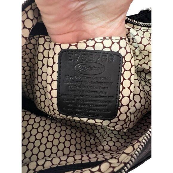 Brighton Crossbody Bag Black Nylon Brown Croc Patent Leather Pockets - Picture 13 of 16